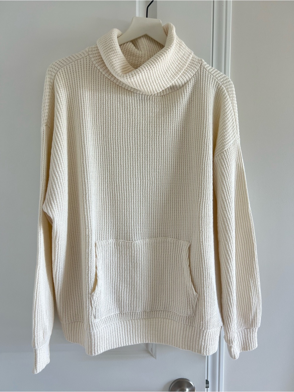 GAP Cream Turtleneck Waffle-Knit Pullover